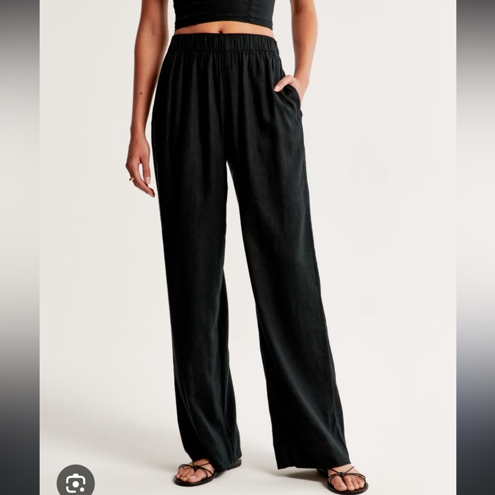 Abercrombie & Fitch Black Linen Blend Pull-On Pants